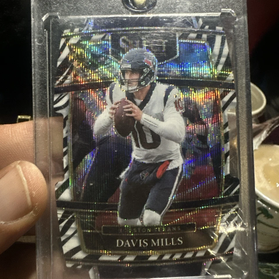 2021 Panini Select Davis Mills Rookie Zebra Die-Cut Prizm Houston Texans RC SSP - Image 2 of 4