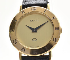[ NEAR MINT ] GUCCI 3000L 26mm Gold Dial Women’s Quartz Watch Black Belt  JAPAN