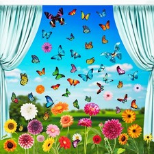 QNTCCX Spring Window Clings Flower Butterfly - 84 Pieces Anti-Collision Pink