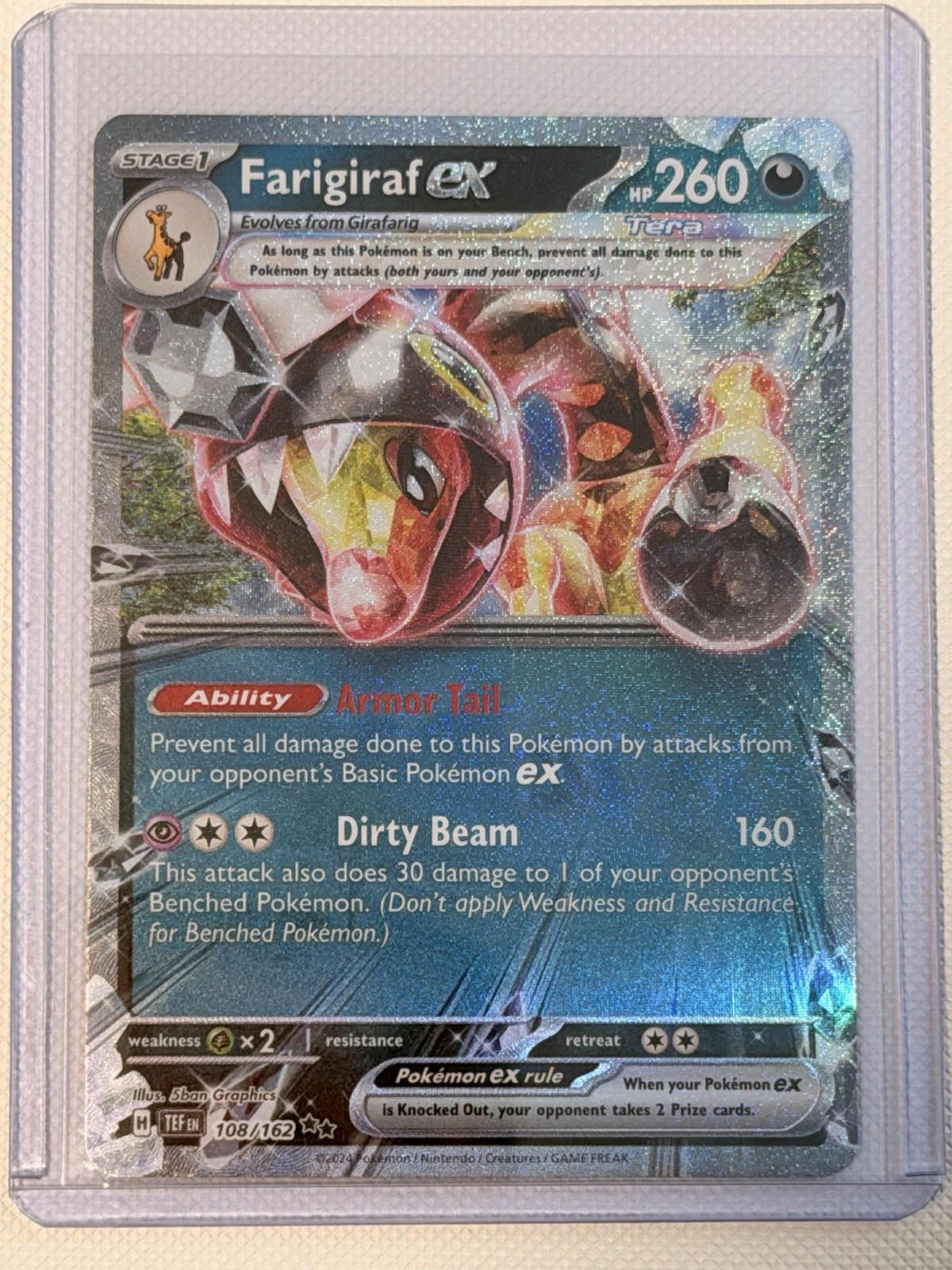 Pokemon Temporal Forces Double Rare Holo Card Farigiraf EX 108/162 NM Condition