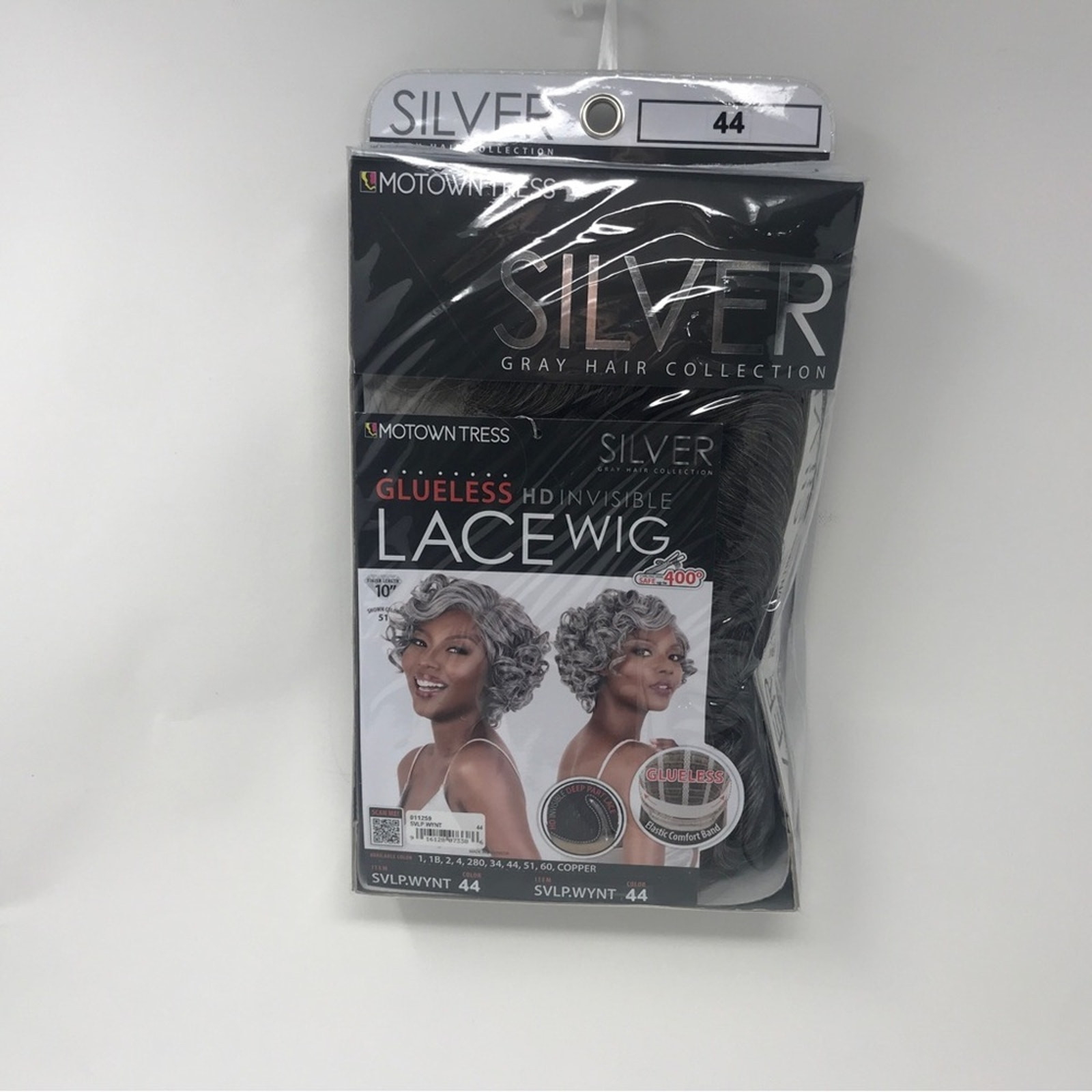 Motown Tress HD Invisible Lace Front Glue less Wig, OS -#44 Black? w/Silver Hint