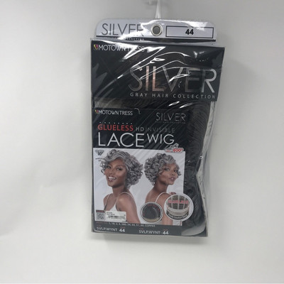 Motown Tress HD Invisible Lace Front Glue less Wig, OS -#44 Black? w/Silver Hint