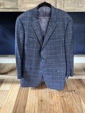 Hickey Freeman 48 L Men  s Blazer Lt blue Plaid