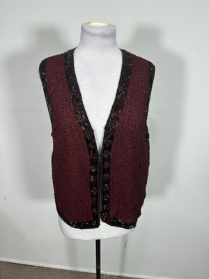 Rafaella Women s Burgundy Color Sleeveless 100% Silk Vest Size L