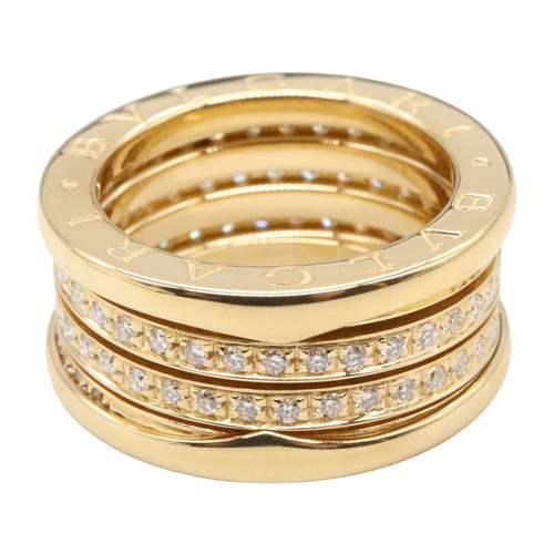 BVLGARI B-zero1 Ring 3 Bands Diamond 18KYG Yellow Gold Used US size 5.75 unisex - Picture 2 of 6