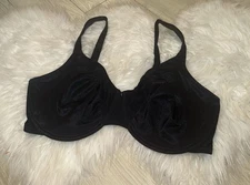 Curvation 5304546 Side Smoother Bra Shiny Unlined Underwire Womens 40DDD Black