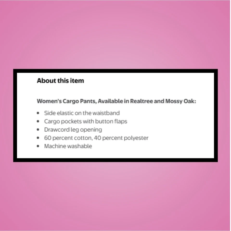 Ladies Mossy Oak Realtree Cargo Pants With Drawcord Leg Opening Size XL - Image 3 of 4