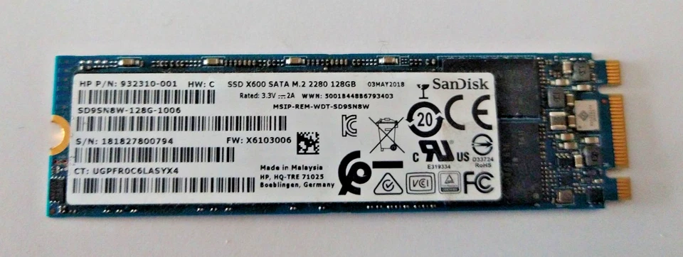 SanDisk X600 SD9SN8W-128G-1006 M.2-2280 S/N: 181827800794 128GB #WL323 - Bild 1 von 1