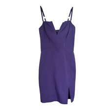 Guess Women Sz 0 Purple Sheath Dress V Neck Sleeveless Party Bodycon Knee Length