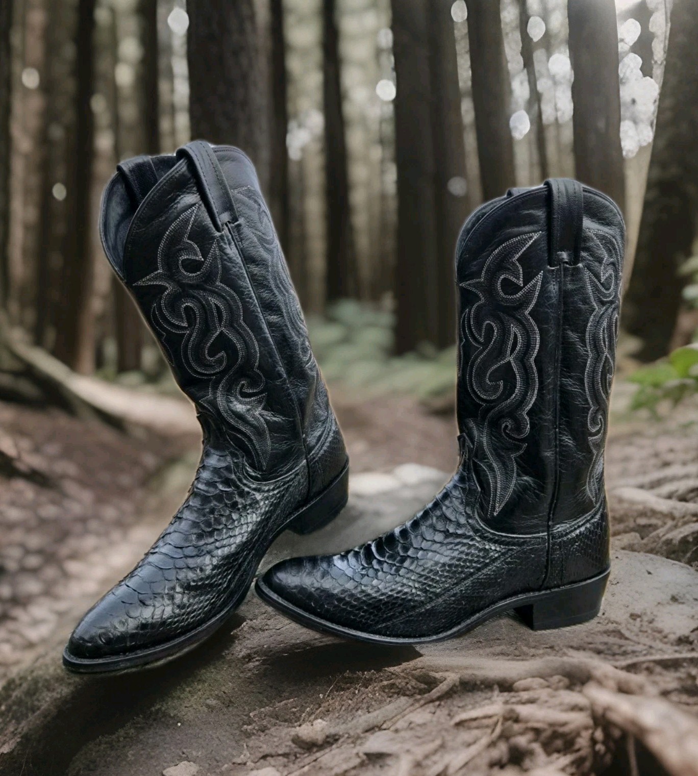 Rare Dan Post Python Snake Skin Boots Cowboy West… - image 1