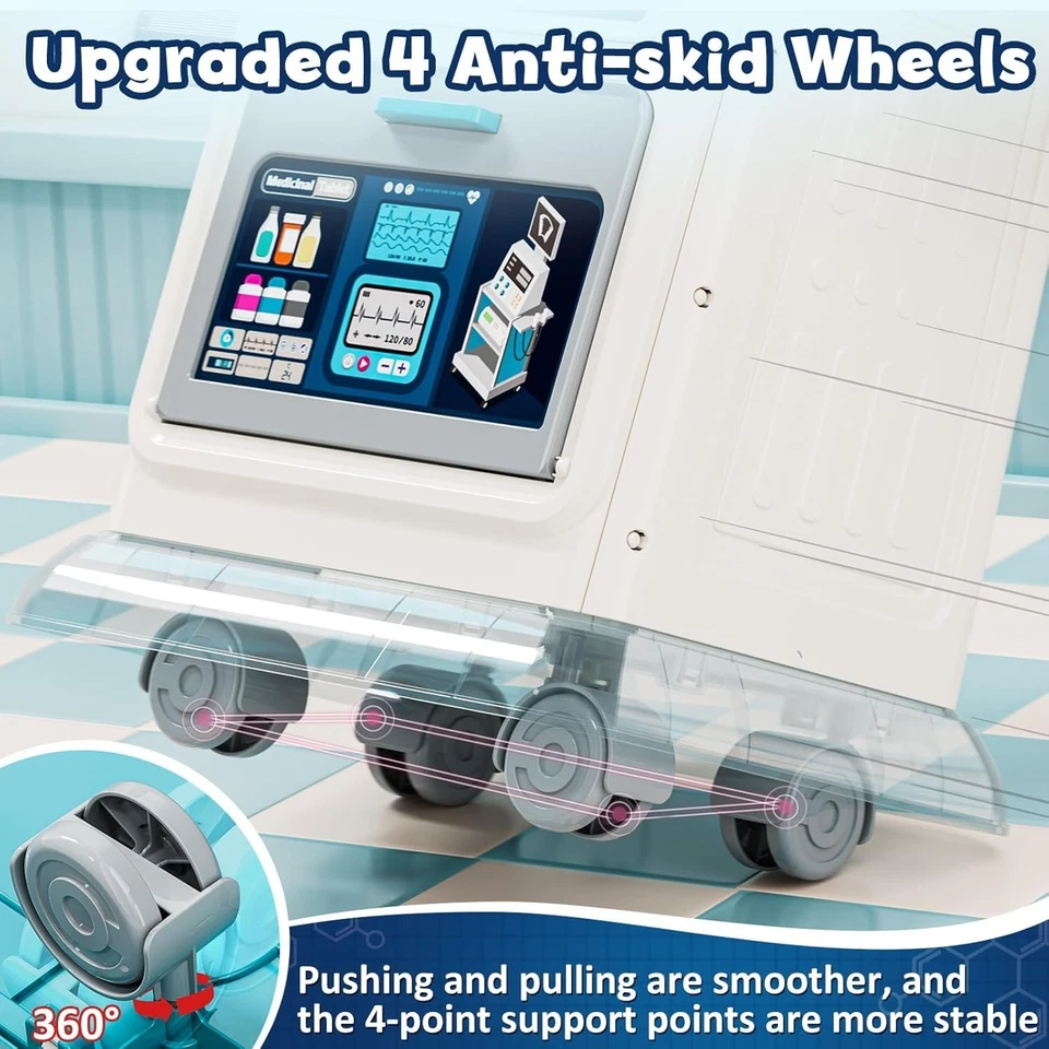 Kit de médico para niños pequeños 3-5, juego de médicos para niños, carro móvil con luces a... Foto 4 de 4