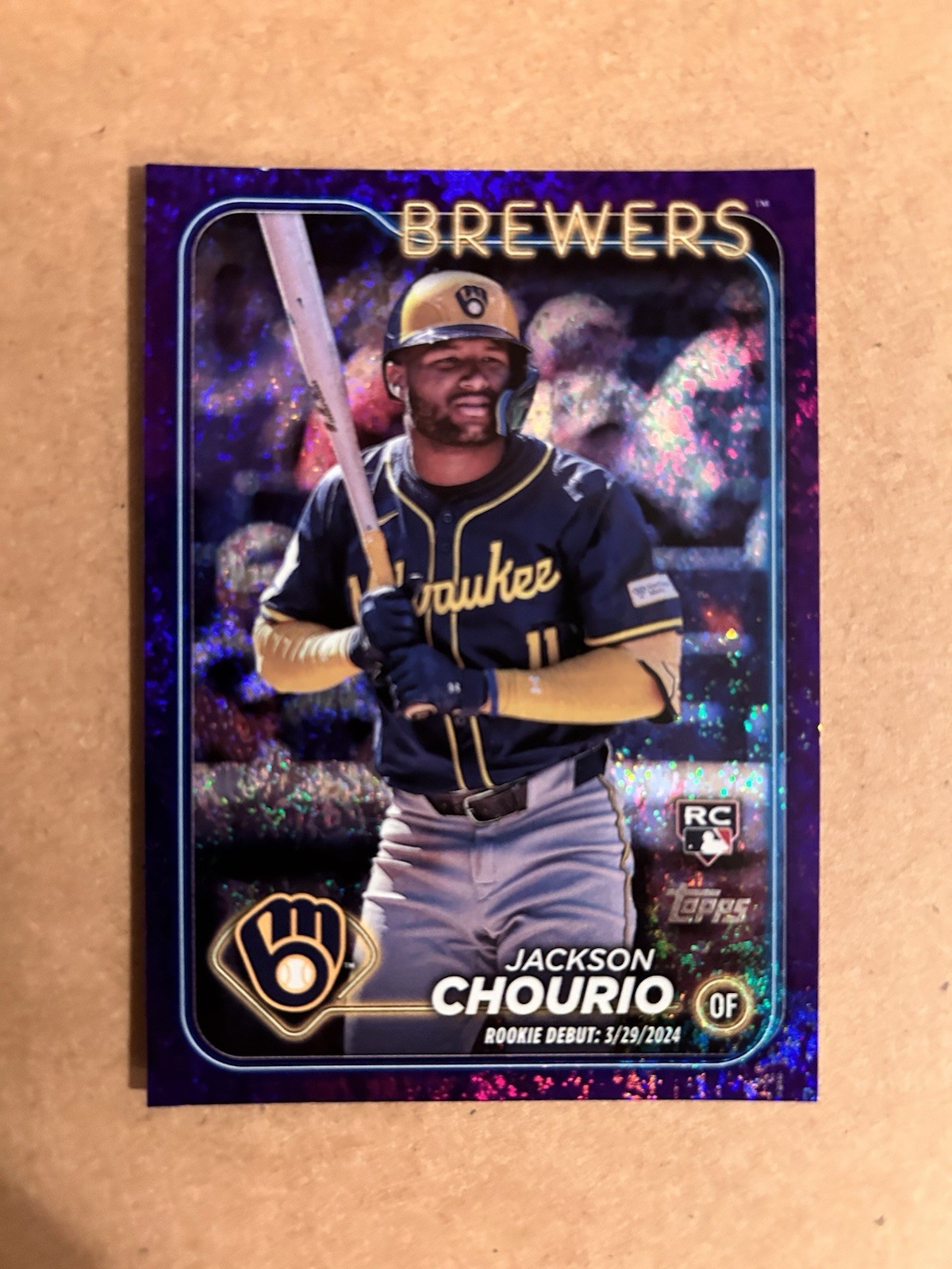 2024 Topps Update - Debut Jackson Chourio #US155 Purple Holo Foilboard /799 (RC)