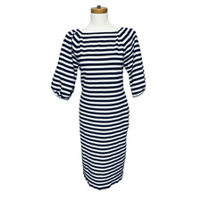 Eliza J Navy & White Striped 1/2 Sleeve Knit Dress Women's size XL