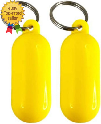 2 Pcs Yellow Floating Keychain Pills-Shape Float Key Rings for Boat Sailings