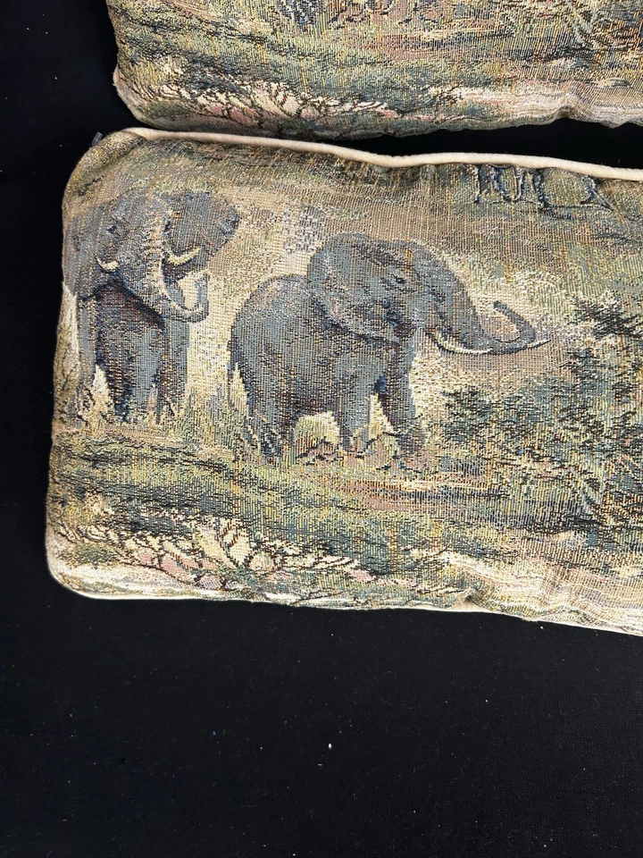 Par If Tapiz Safari Almohadas Cebra Elefante Decoración Foto 3 de 4