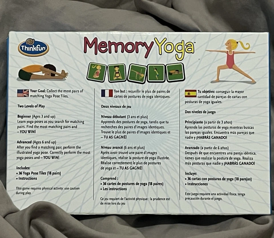 MEMORY YOGA Used 100% Complete Yoga Memory Game Upside Down Games Thinkfun 2015 - Image 2 of 4