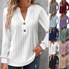Damen V-Hals Strick Pullover | Lose, Langarm,...
