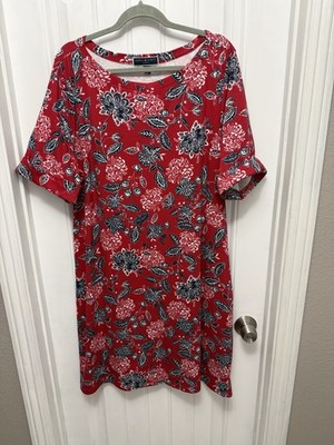 Karen Scott Womens Red Amore Overall Printed Pullover Shift Dress Size 2X (10-1)