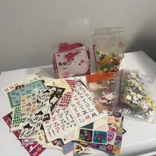 Vintage Sticker Lot 2000s Mixed Sheets, Foam Shapes Letters Animals Craft Scrap