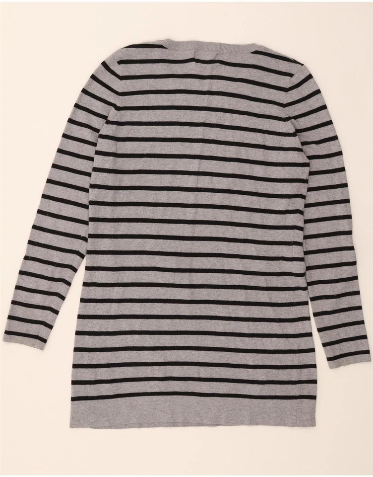 Suéter Jersey MICHAEL KORS Mujer Cuello Barco Reino Unido 14 Grande Gris Rayas DP54 Foto 2 de 4