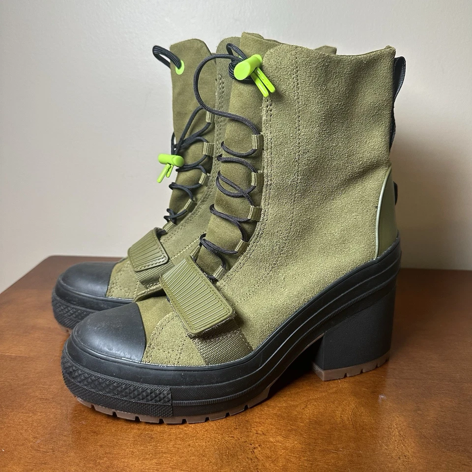 Converse Women's Size 8 Chuck Taylor All Star 567490c Olive High Heel Boot EUC - Image 2 of 4