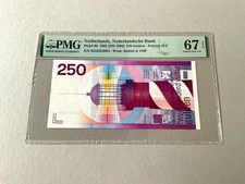 Netherlands 250 Gulden P-98 ND(1986)  PMG 67 EPQ - *NOTE WILL HAVE A DIFF. SER#*