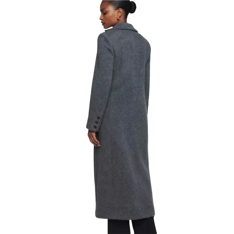 Abrigo Reformation Wayne Talla Pequeña Gris Mezcla de Lana Línea Larga Sencillo Nuevo sin Etiquetas Foto 3 de 4