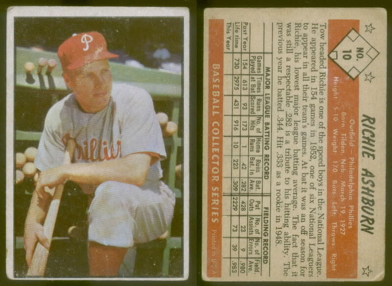12248) 1953 Bowman Color 10 Richie Ashburn Phillies-GD+ | eBay 12248) 1953 Bowman Color 10 Richie Ashburn Phillies-GD+ | eBay