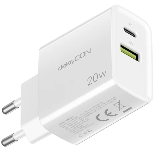 Ladegerät USB-C USB-A 20W 3A Ladeadapter Schnellladegerät PD Netzteil Steckdose