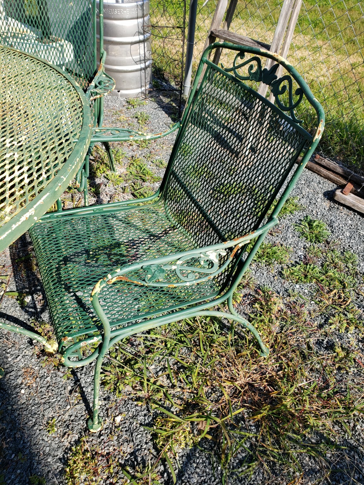 Vintage Green Wrought Iron metal Patio Furniture Set Table & 4 Chairs eBay