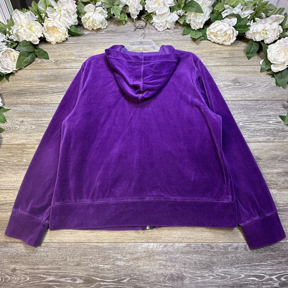 Chaqueta Laura Scott Talla Extra Grande XL Mujer Púrpura Sudadera con Capucha Cremallera Terciopelo Sudadera Foto 4 de 4
