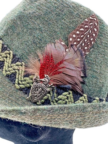 Vintage Bavarian Alpine Wool Blend Men's Hat Heather Green - Picture 5 of 14