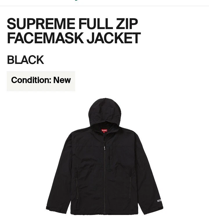 Taille L   Veste Supreme Full Zip Facemask (Noir) (SS22)