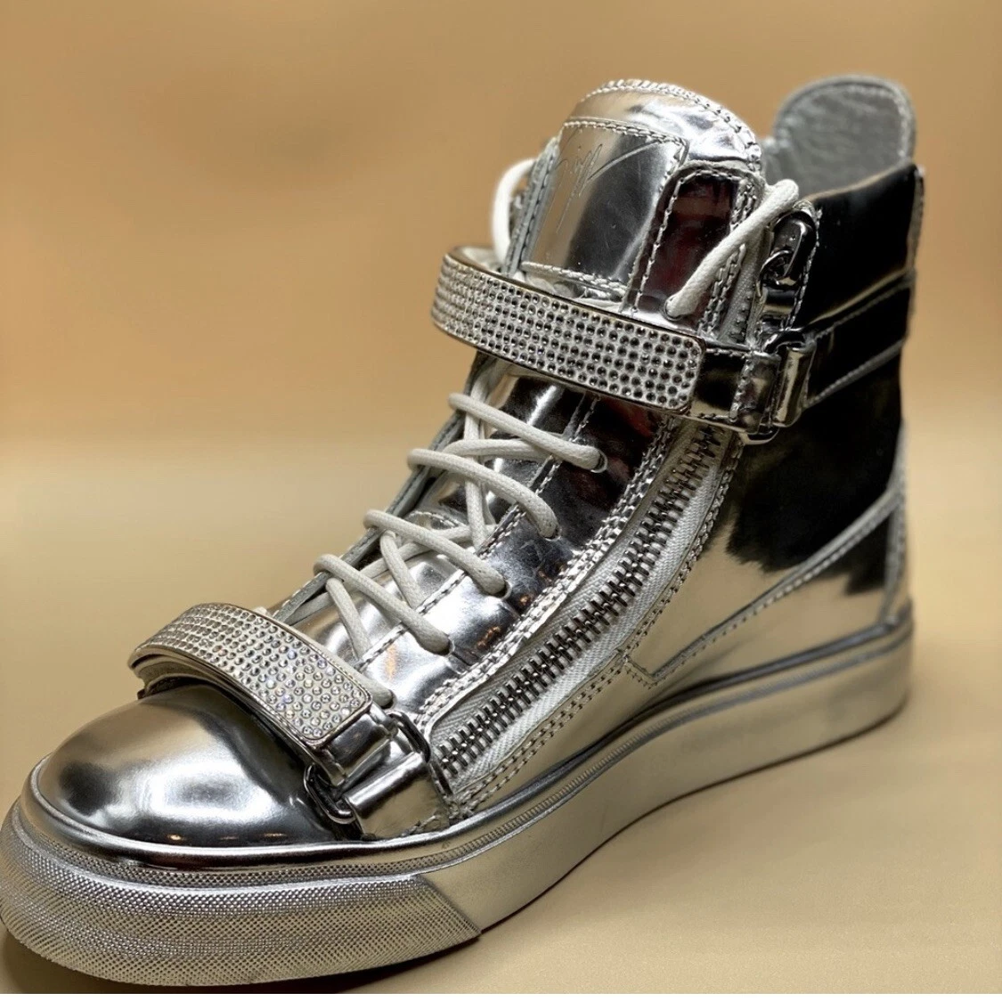 Giuseppe Zanotti Metallic Silver Top Sneakers Leather US 6-5'5/EU36'5 | eBay