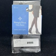  Black Leaf Vine Control  Tights Size 1 Black Vera Wang Sheer Control Top Tights