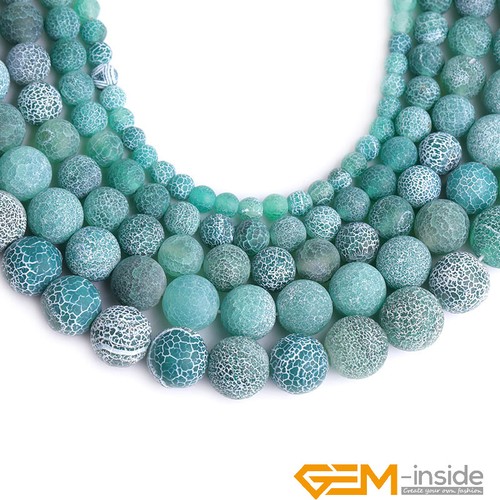 Wholessale Lot Colorful Matte Fire Crackle Agate Round Jewelry Making Beads 15" - Picture 21 of 62
