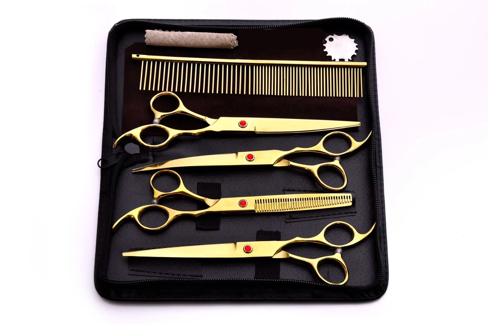 7.5" New Colorized Professional Pet Dog Cat Hair Grooming Scissors Kit Case Set