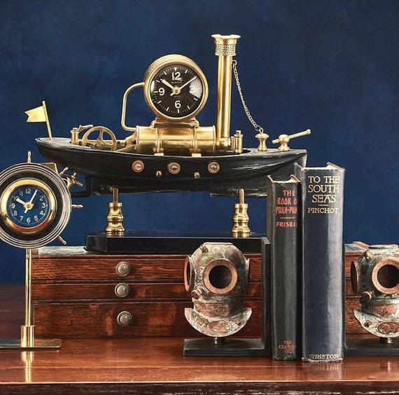 RELOJ DE MESA DE BARCO Pendulux Inspirado en Colección REVOLUCIÓN INDUSTRIAL Nuevo COMO NUEVO Foto 4 de 4