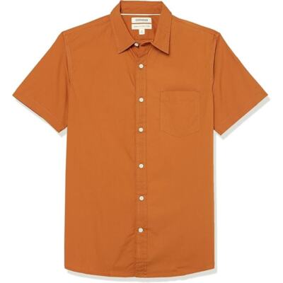  Goodthreads Standard-Fit S/S Button-Down Stretch Poplin Shirt, Dark Caramel, M