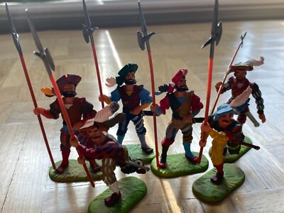 Elastolin, Six Custom Painted German Landsknechts 70mm Plastic
