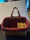 New Listing2005 Sm Wall Longaberger Basket Leather Strap Red Liner, Protector, 2 dividers
