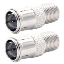 2x F-Type Male to Female Quick-Push-On Adapter Coaxial Cable Connector Nickel