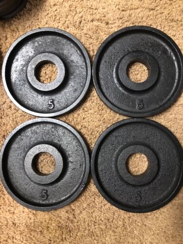 Vintage Ivanko Black Olympic 4 x 5 lbs weights weight change plates