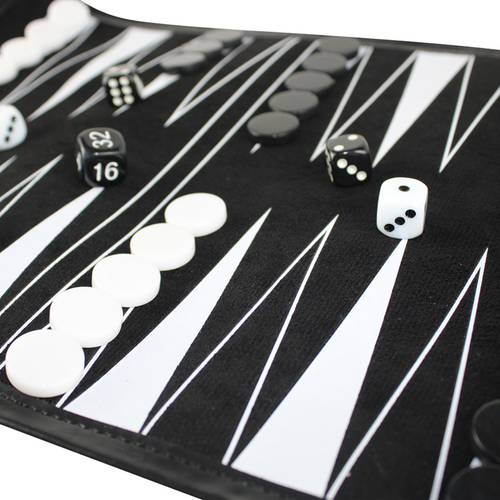 Black Travel Roll Up Backgammon Set 13 Inch - 第 3/7 張圖片