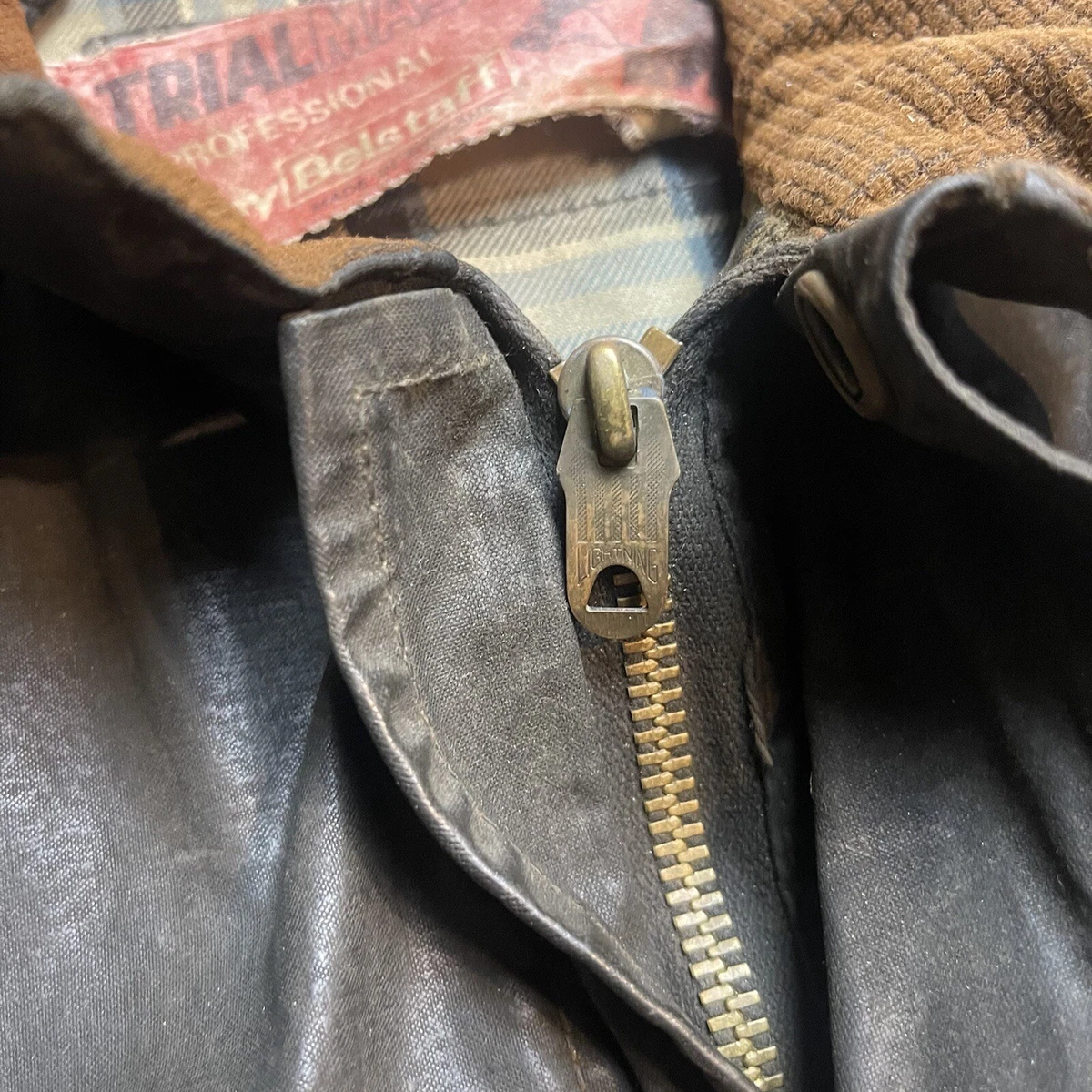 Vintage 50s Belstaff Trialmaster Waxed Cotton Motorcycle Jacket Lightning Zipper