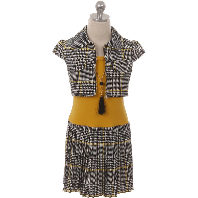 MUSTARD Size 8 Cardigan Set Mini Girl Dress Birthday Recital Homecoming