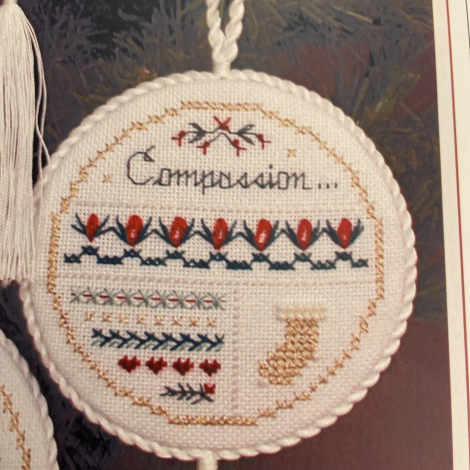 Christmas Virtues 2 Ornaments Cross Stitch Pattern Honesty Courage Compassion - Image 4 of 4