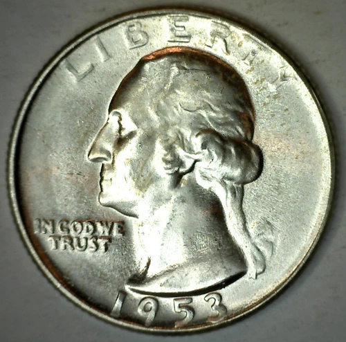 1953 S Washington Silver Quarter 25c US Coin Uncirculated San Francisco Mint