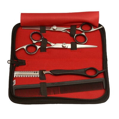Barber Kit (Hair Cutting and Thinning Scissor and Razor and Comb), 7'', Polished