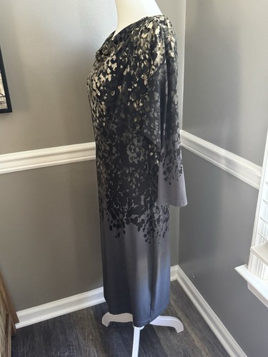 Jones New York Taupe Black Floral Cowl Neck Bodice Lined Stretch Sheath dress 6 - Picture 3 of 7